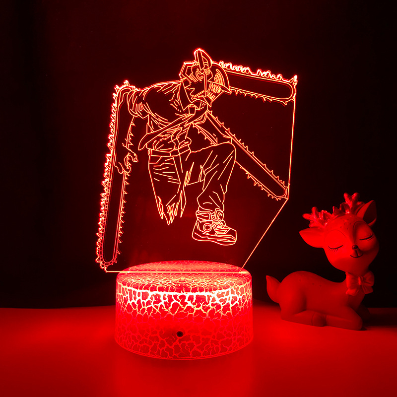 Chainsaw Man Veilleuse 3D LED Illusion Lampe Chambre