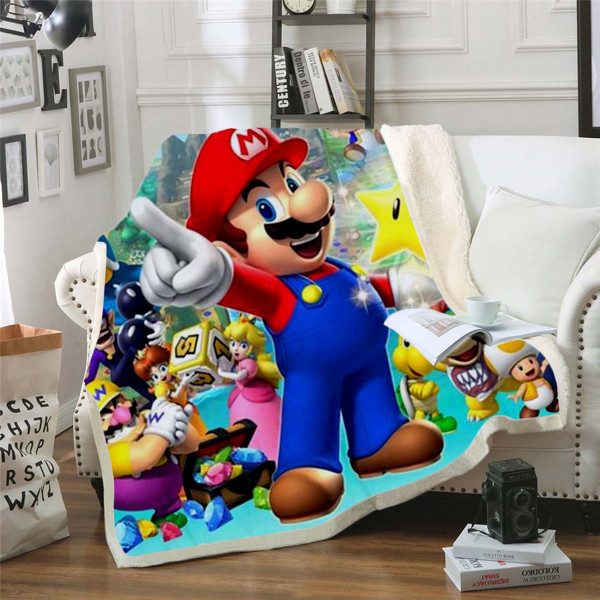 3D Super Mario Couverture Canapé Plaid Chaud Couvertures de Flanelle