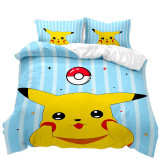 Pikachu Housse de Couette Parure de Lit avec Taie d'oreiller