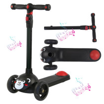 Trotinette aux Roues Lumineux avec Musique Scooter Pliable Ajustable pour Enfants Cadeau