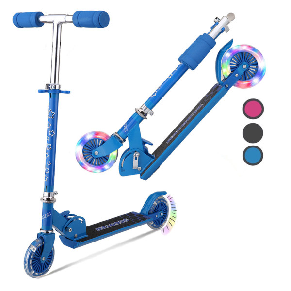 Trotinette aux Roues Lumineux Scooter Pliable Ajustable pour Enfants Cadeau Noel Anniversaire