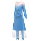 Reine des Neiges Elsa Bleu Robe Déguisement Robe Princesse Enfants Filles Cadeau