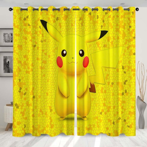 Pikachu Rideau Occultant 2 Pièces Rideaux de Fenêtre Décoration Maison Cadeau Enfant