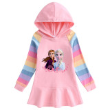 Reine des Neiges Sweats à Capuche Filles Enfant Robe Pull à Capuche Cadeau Anniversaire