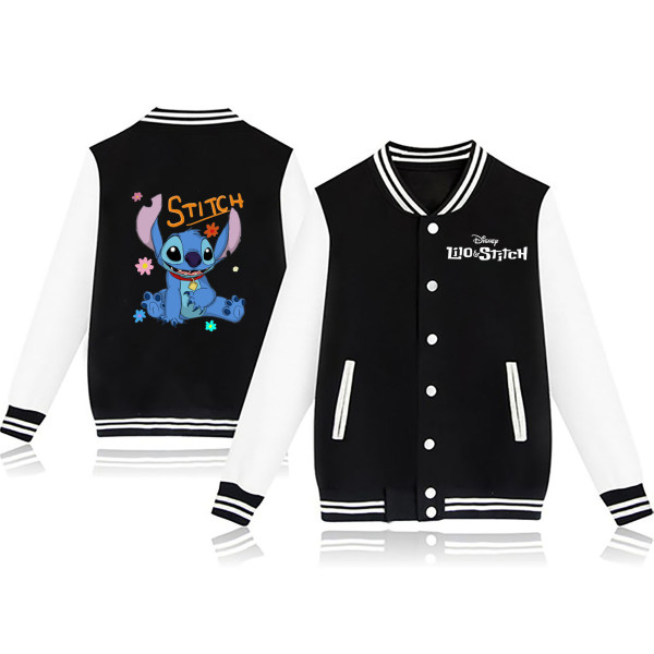 Stitch Veste de Baseball Blouson à Boutons College Cadeau