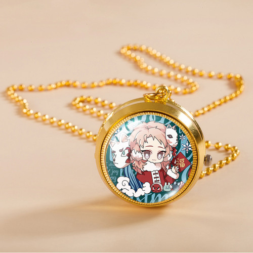 Demon Slayer Montre de Poche Tournante Collier Rétro Pendentif Montre Cadeau