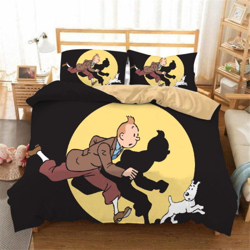 Les Aventures de Tintin Housse de Couette avec Taie d'oreiller Parure de Lit