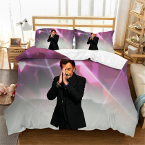 Johnny Hallyday Parure de Lit Housse de Couette Linge de Lit avec 2 Taie d'oreiller