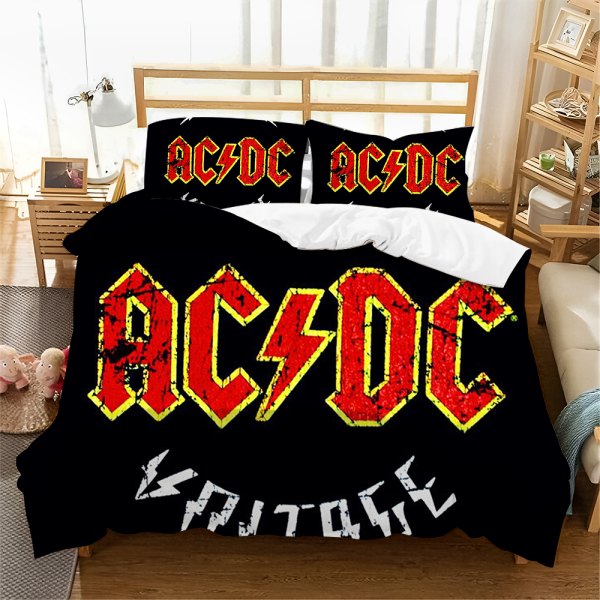 ACDC Parure de Lit Housse de Couette avec 2 Taie d'oreiller