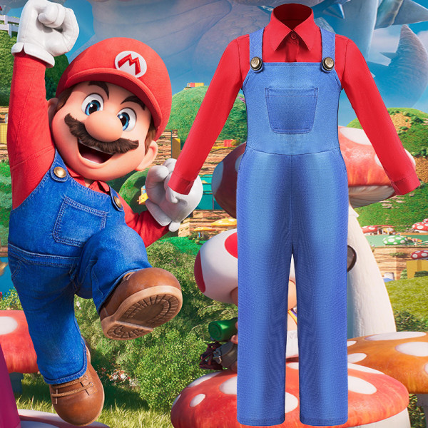 Mario Costume Cosplay Chemise Pantalons Déguisement avec Accessoires