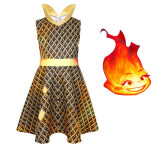 Elemental Ember Robe Costume avec Masque Déguisement Filles Halloween Carnaval Cadeau Enfant