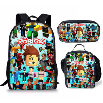 Roblox Sac à Dos Sac école avec Trousse à Crayons Sac de Repas Sac à Lunch