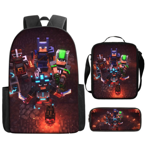 Minecraft Sac à Dos avec Trousse à Crayons Sac de Repas Cadeau Rentrée Scolaire