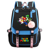 Super Mario Sac à Dos avec USB Charging Port Sac école avec Pendentif