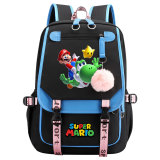 Super Mario Sac à Dos avec USB Charging Port Sac école avec Pendentif