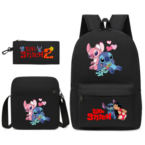 Lilo et Stitch Sac à Dos Scolaire avec Trousse à Crayons Sac à Bandoullière