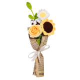 Bouquet de Fleurs Artificielles Tricotées Laine Décoration Fleur au Crochet Des Roses Cadeau Saint Valentin