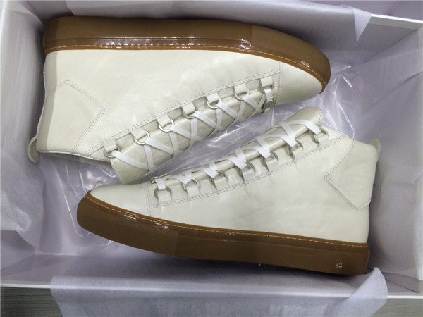 Take 2 Eur Sizes Down B Arena White Grained Lambskin Gum Sole High-top Sneakers