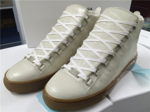 Take 2 Eur Sizes Down B Arena White Grained Lambskin Gum Sole High-top Sneakers