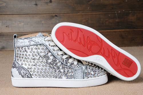 Super Max Perfect Christian Louboutin Louis spikes men's flat Python Leather(with receipt)