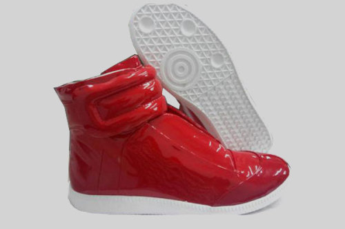 Maison Martin Margiela Red Patern Leather High Top Men Sneakers