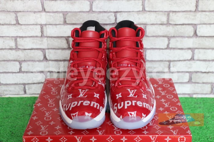 Authentic Air Jordan 11 Gym Red X supreme x Louis Vuitton