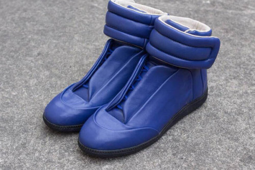 Maison Martin Margiela Line 22 High Top Velcro Leather Sneaker Blue