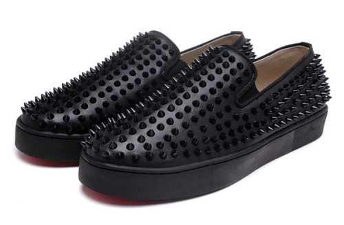 Super Max Perfect Christian Louboutin Roller-Boat Men's Flat Black(with receipt)