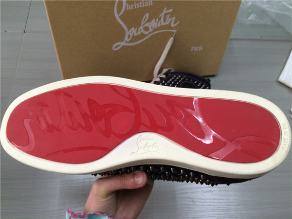 Super Max perfect Christian Louboutin Glossy Red Sole purple leather spike men's sneaker(with receipt)