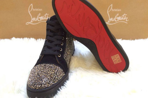 Super Max perfect Christian Louboutin Louis Men's Flat Colorful Strass black Suede(with receipt)