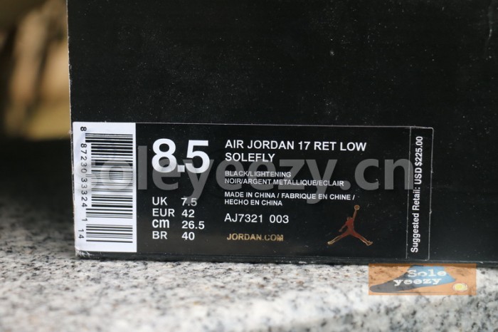 Authentic SoleFly x Air Jordan 17 Low “Lightning”