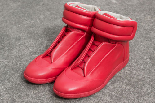 Maison Martin Margiela Red Leather Red Bottom High Top Sneaker