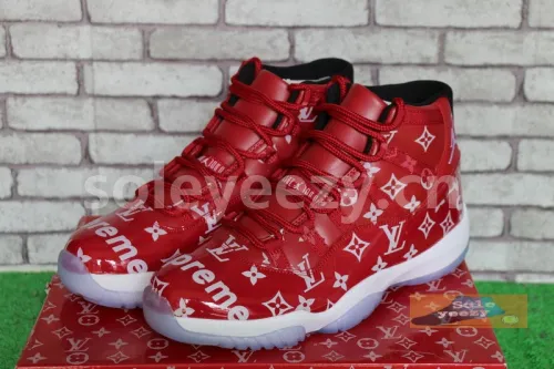 Authentic Air Jordan 11 Gym Red X supreme x Louis Vuitton