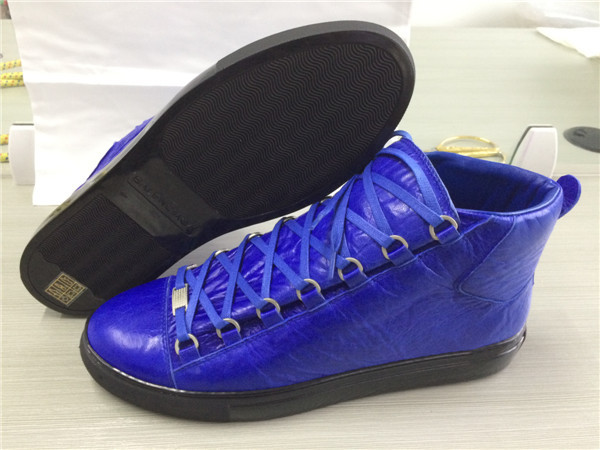 Take 2 Eur Size Down 2015 New B Arena Lampskin Leather High Top Sneakers Egyptien Blue Black