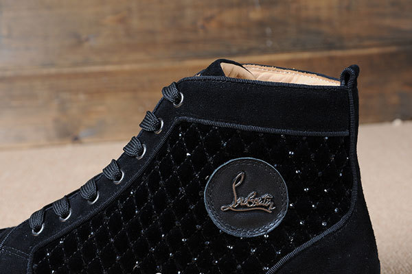 Super Max Perfect Christian Louboutin Strass Mens Flat Suede Black(with receipt)(with receipt)