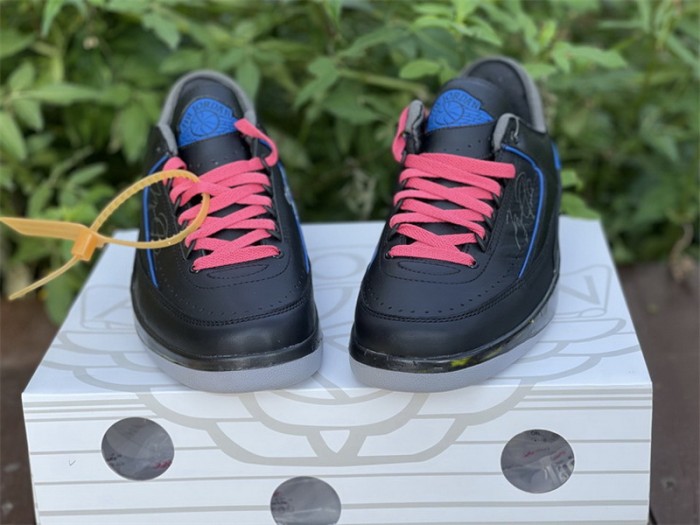 Authentic Off-White x Air Jordan 2 Low Black Blue (with correct boxes)