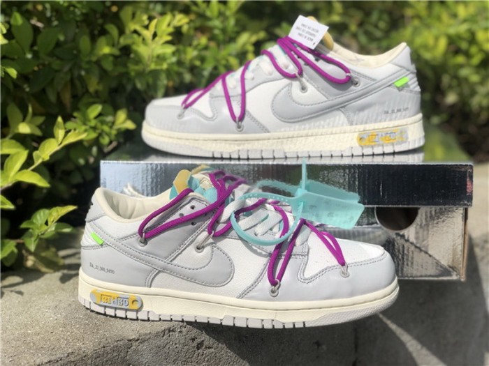 Authentic Off-White x Nike Dunk Low Beige Grey Women Shoes