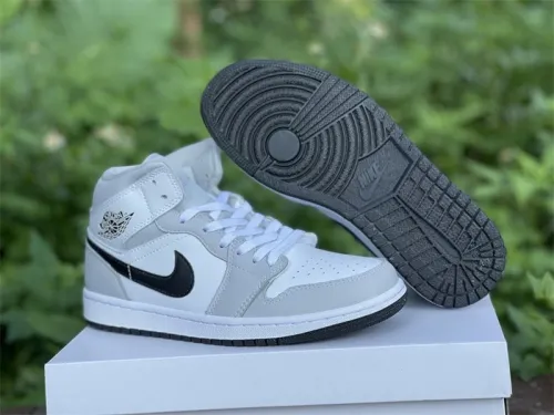 Authentic Air Jordan 1 Mid “Light Smoke Grey”  GS