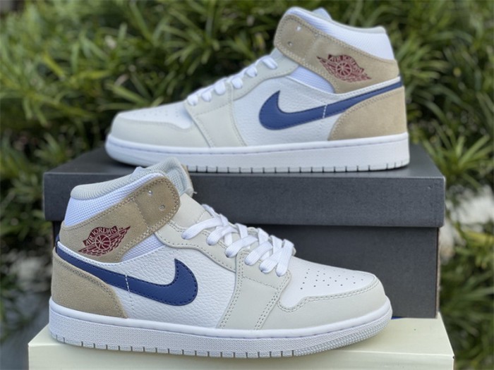 Authentic Air Jordan 1 Mid White Khaki