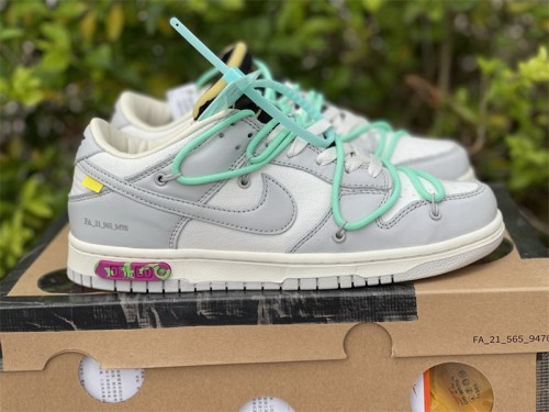 Authentic OFF-WHITE x Nike Dunk Low “The 50” Beige Grey Green