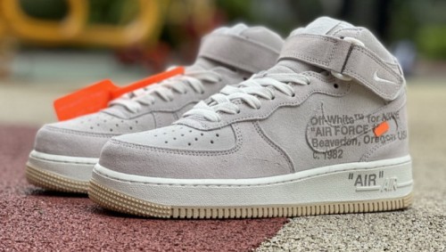 Authentic Off White x Nike Air Force 1 Mid '07  White Grey