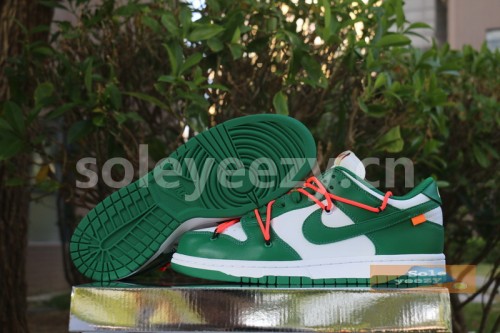 Authentic OFF-WHITE x Nike Dunk Low Green GS