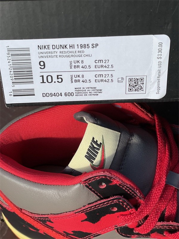 Authentic Nike Dunk High 1985  red-acid-wash