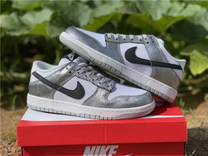 Authentic Nike Dunk Low White Silver