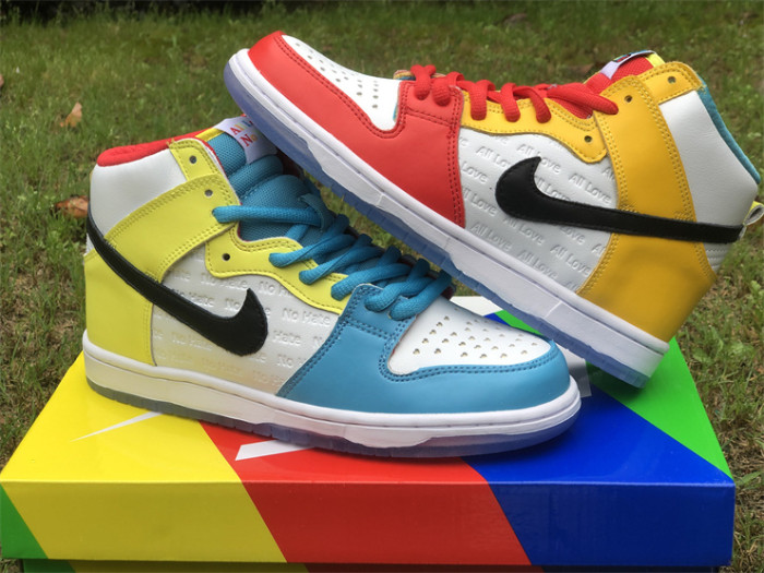 Authentic Fro skate x Nike SB Dunk High All Love No Hate
