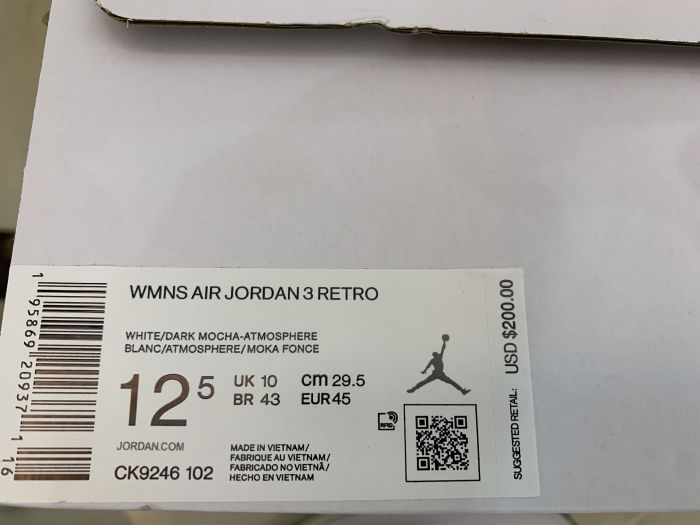 Authentic Air Jordan 3 WMNS “Atmosphere”