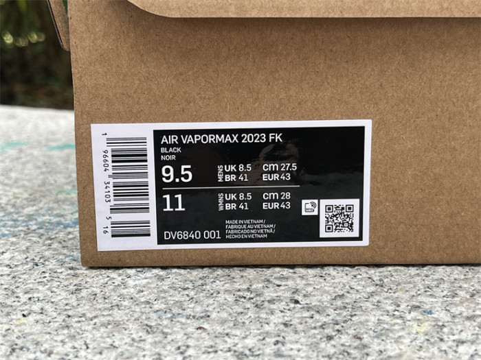 Authentic Nike Vapormax 2023 Flyknit Black Grey