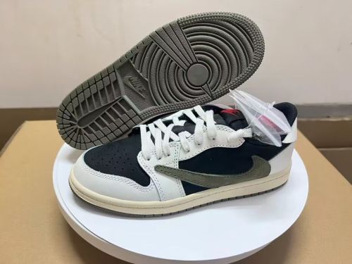 Authentic Travis Scott x Air Jordan 1 Low “Olive”Kids Shoes