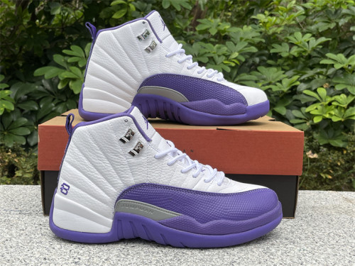 Authentic Air Jordan 12 White Purple