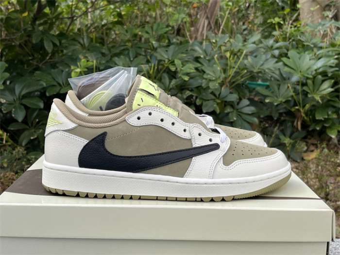 Authentic Travis Scott x Air Jordan 1 Low Golf “Olive”